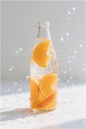 橙子味夏日气泡水饮料图片